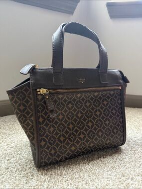 Vintage Fossil Tessa Satchel Multi Brown